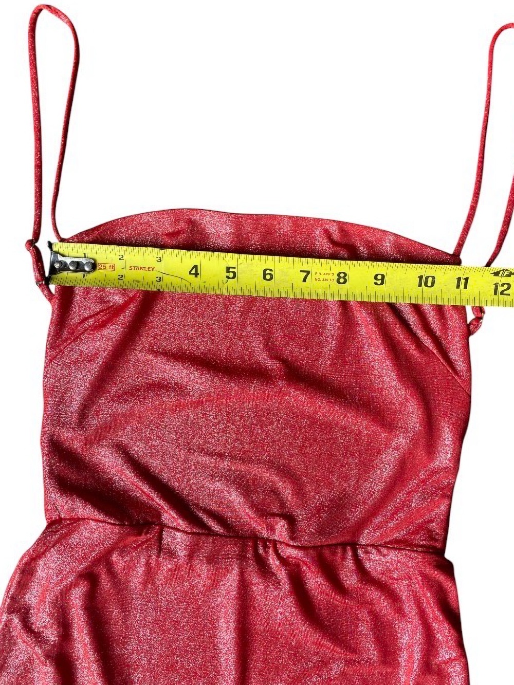 Lucy in the Sky Strappy Mini Dress in Red Shimmer Size S - Picture 7 of 10